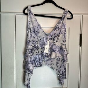 Ecote Debbie Tiered Asymmetrical Ruffled Tank Top NWT